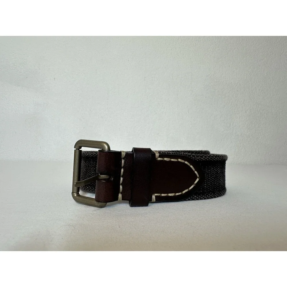 New Lucky Brand‎ Canvas Leather Belt Buckle Brown Mens Size 36